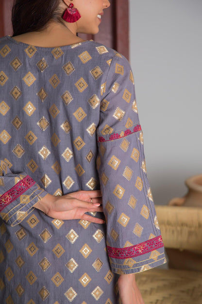 Stitched 1 Piece Satin jacquard Shirt