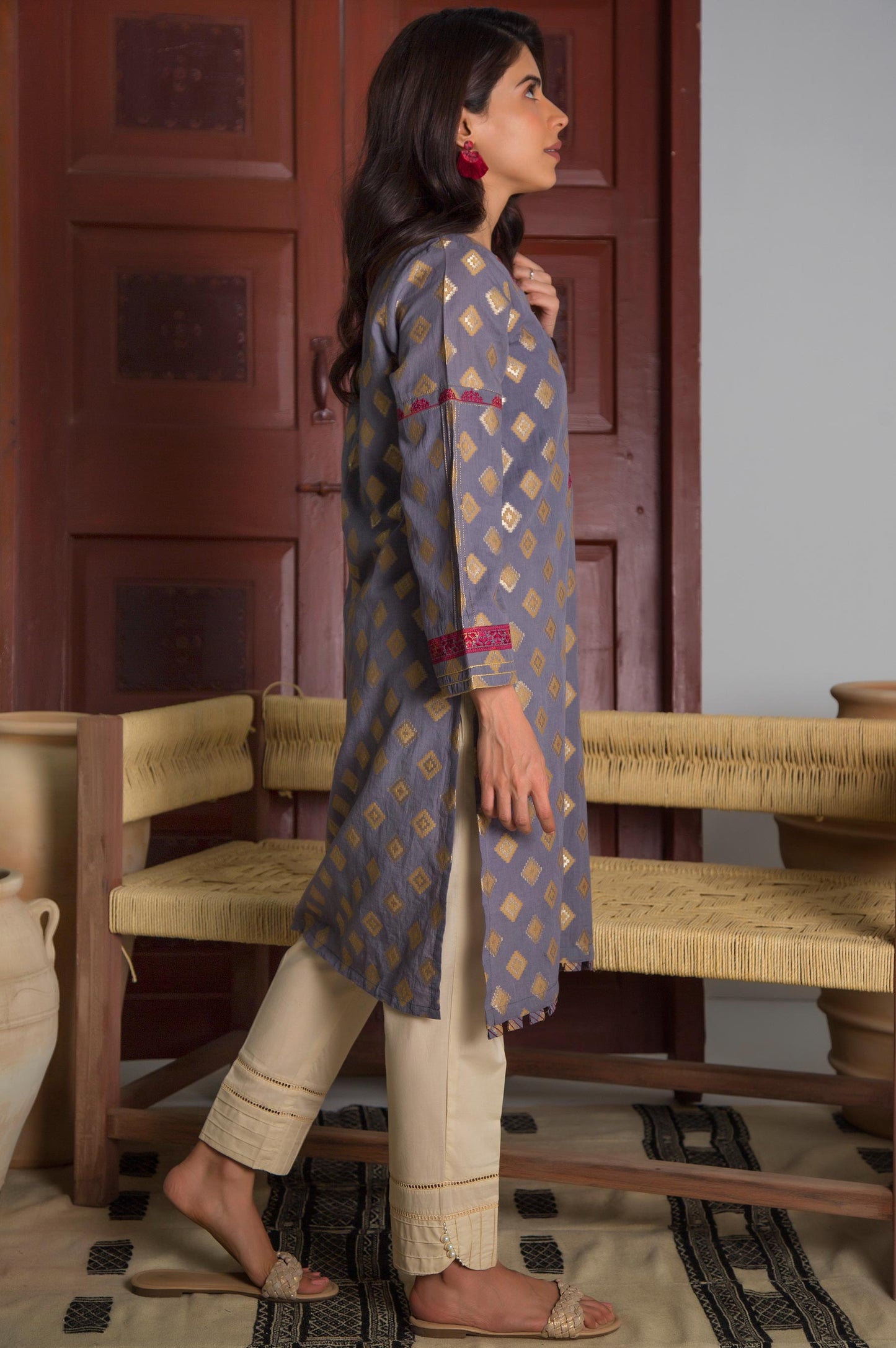 Stitched 1 Piece Satin jacquard Shirt