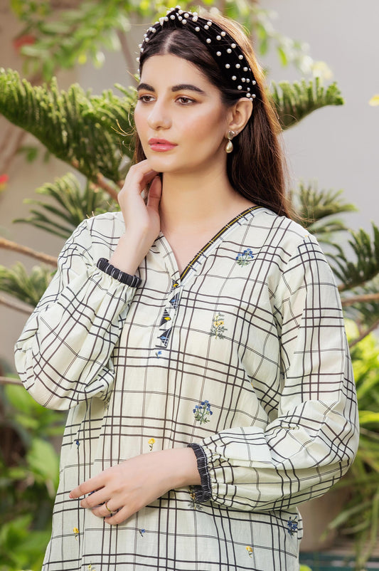 Stitched 1 Piece Embroidered Yarn Dyed Shirt