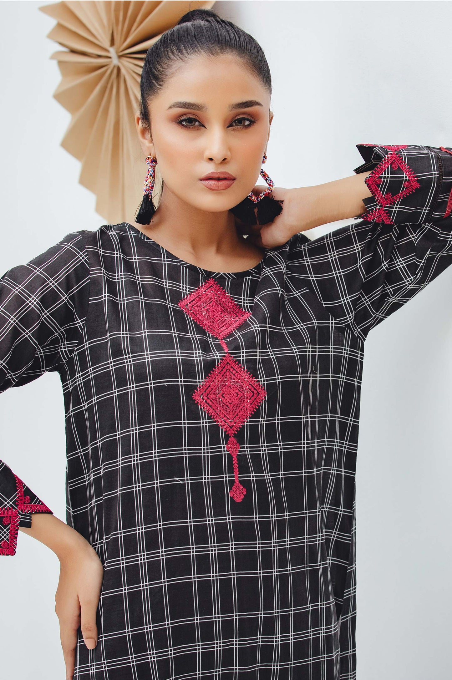 Stitched 1 Piece Embroidered Yarn Dyed Shirt