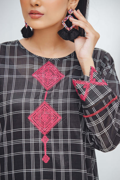 Stitched 1 Piece Embroidered Yarn Dyed Shirt