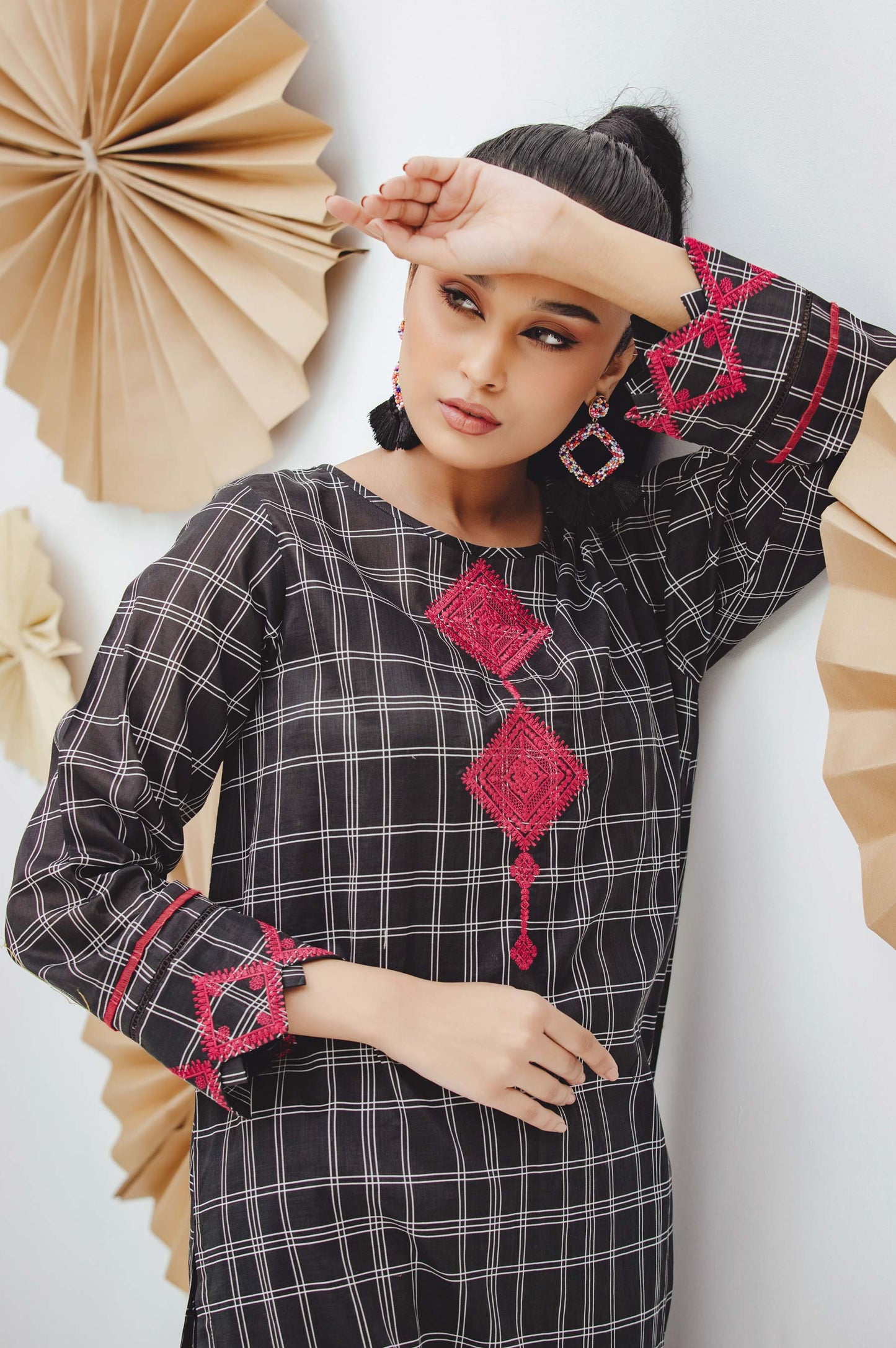 Stitched 1 Piece Embroidered Yarn Dyed Shirt