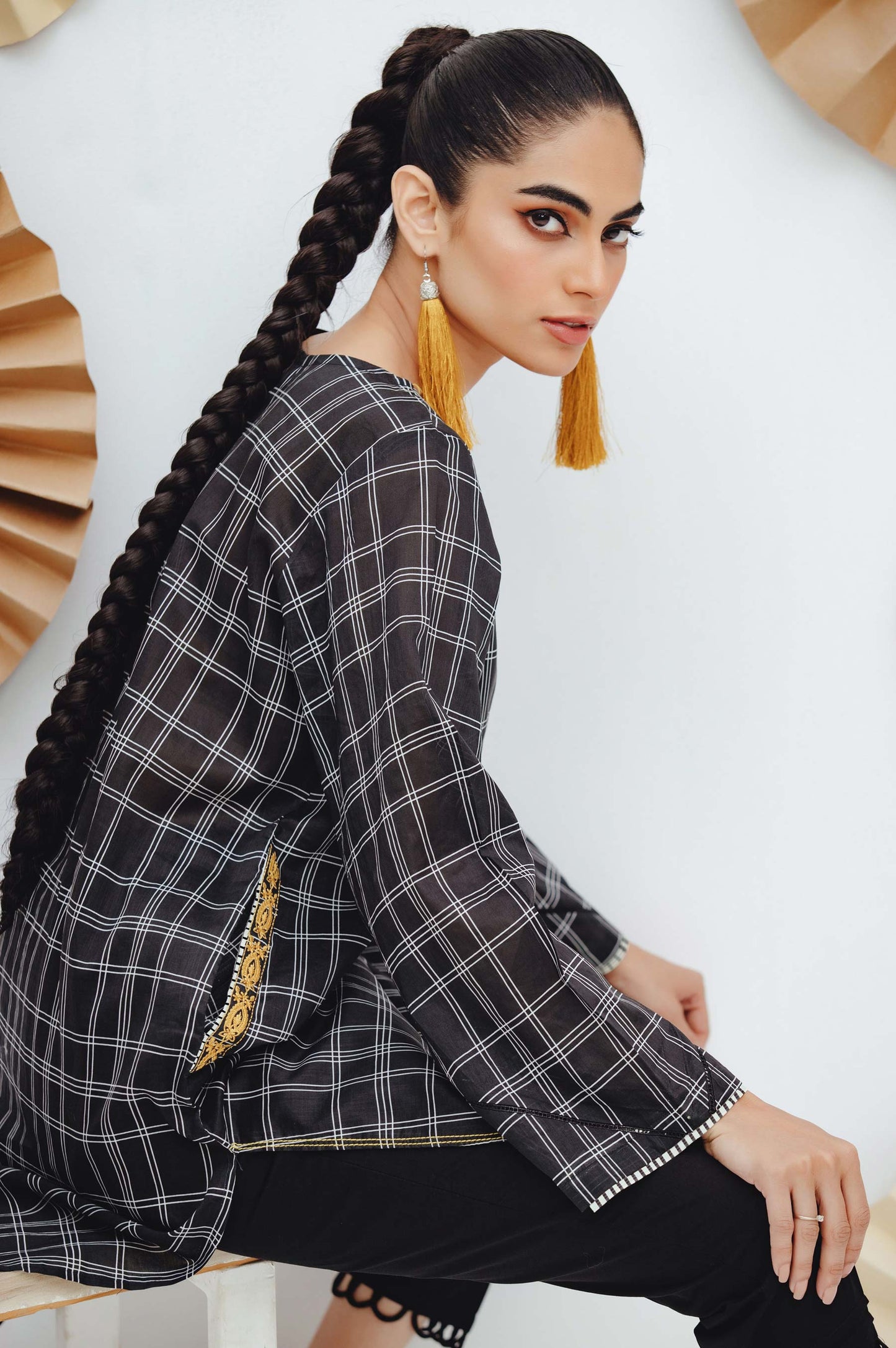 Stitched 1 Piece Embroidered Yarn Dyed Shirt