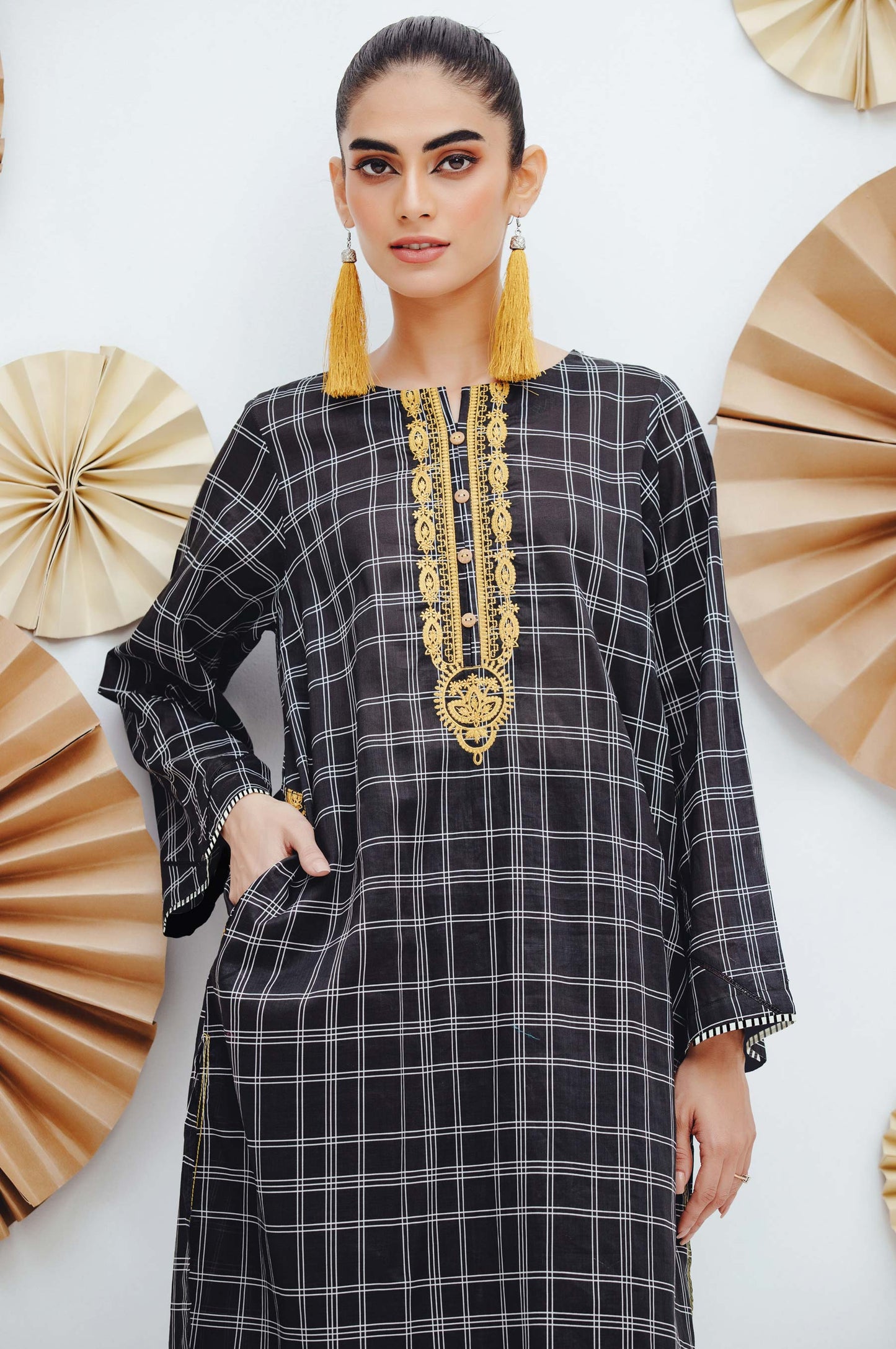 Stitched 1 Piece Embroidered Yarn Dyed Shirt