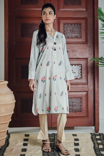 Stitched 1 Piece Yarn Dyed Stripes Shirt