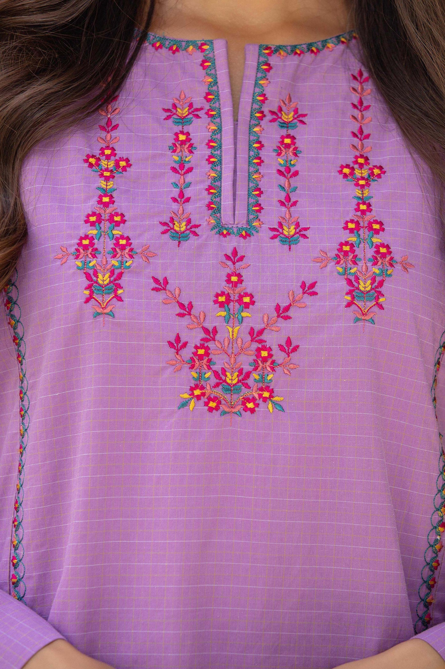 Stitched 1 Piece Embroidered Yarn Dyed Shirt