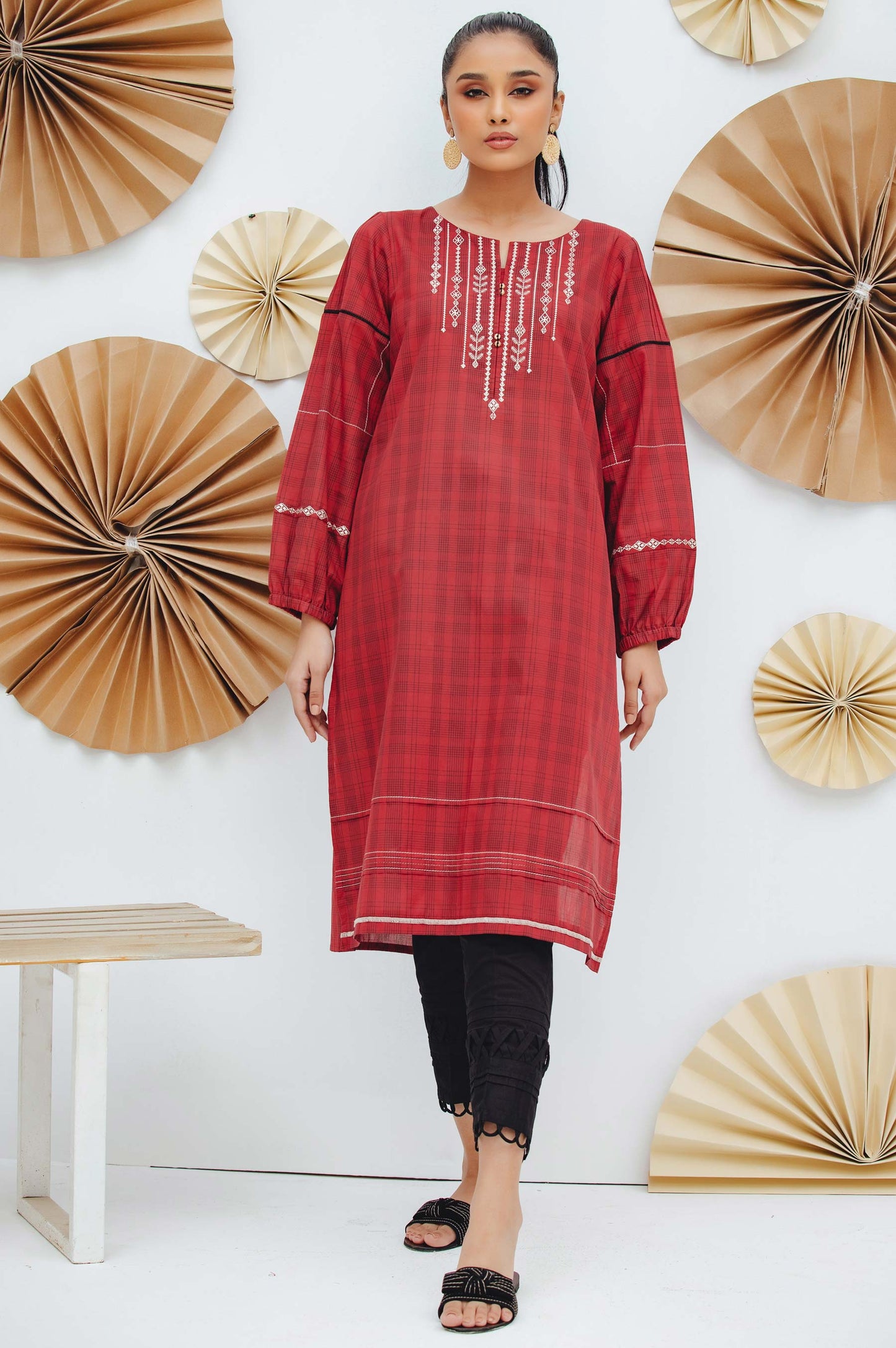 Stitched 1 Piece Embroidered Yarn Dyed Shirt