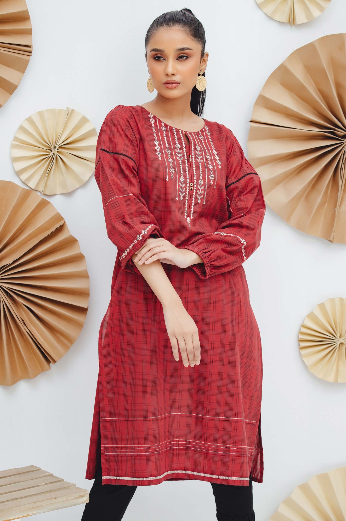 Stitched 1 Piece Embroidered Yarn Dyed Shirt