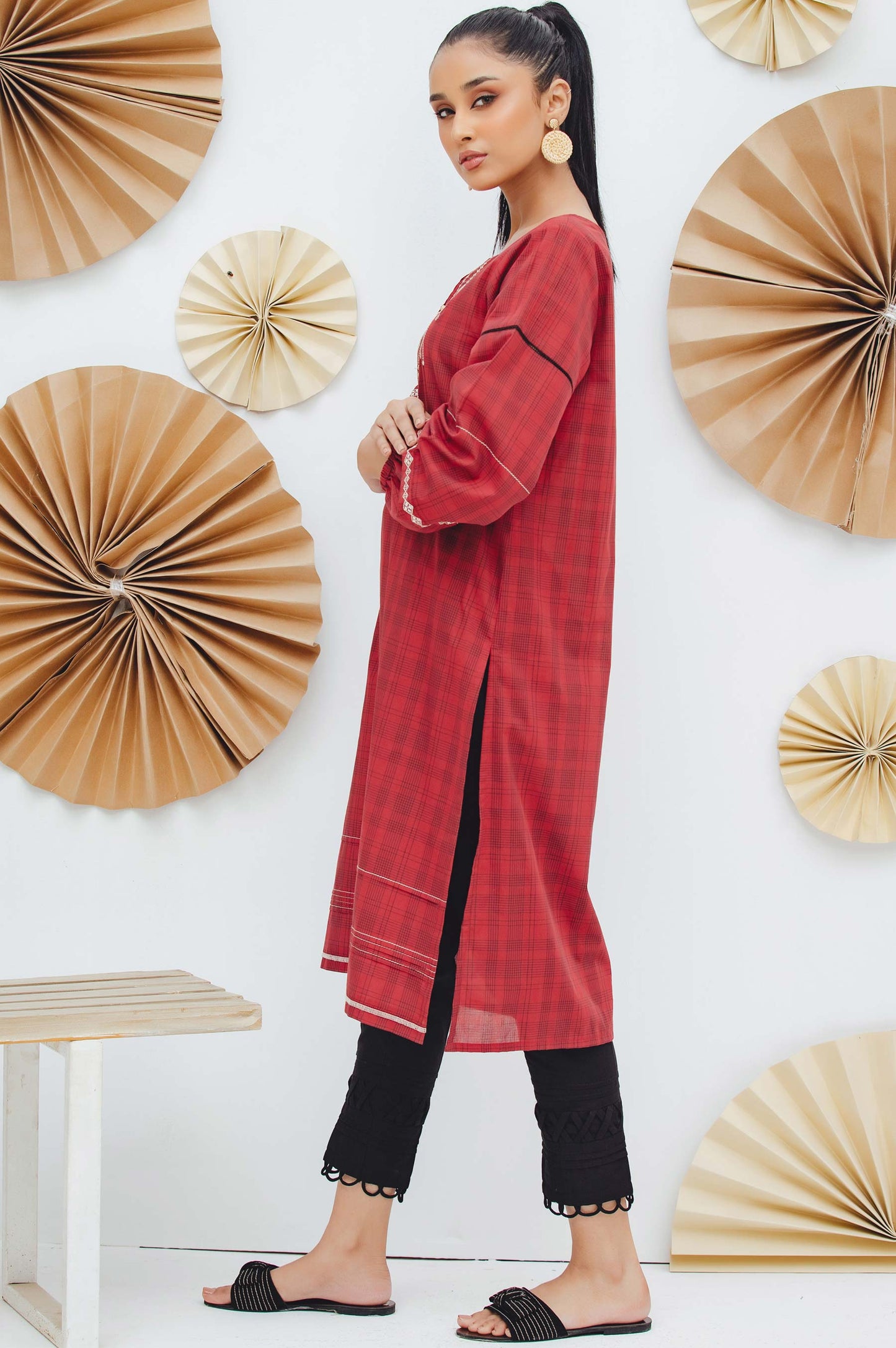 Stitched 1 Piece Embroidered Yarn Dyed Shirt