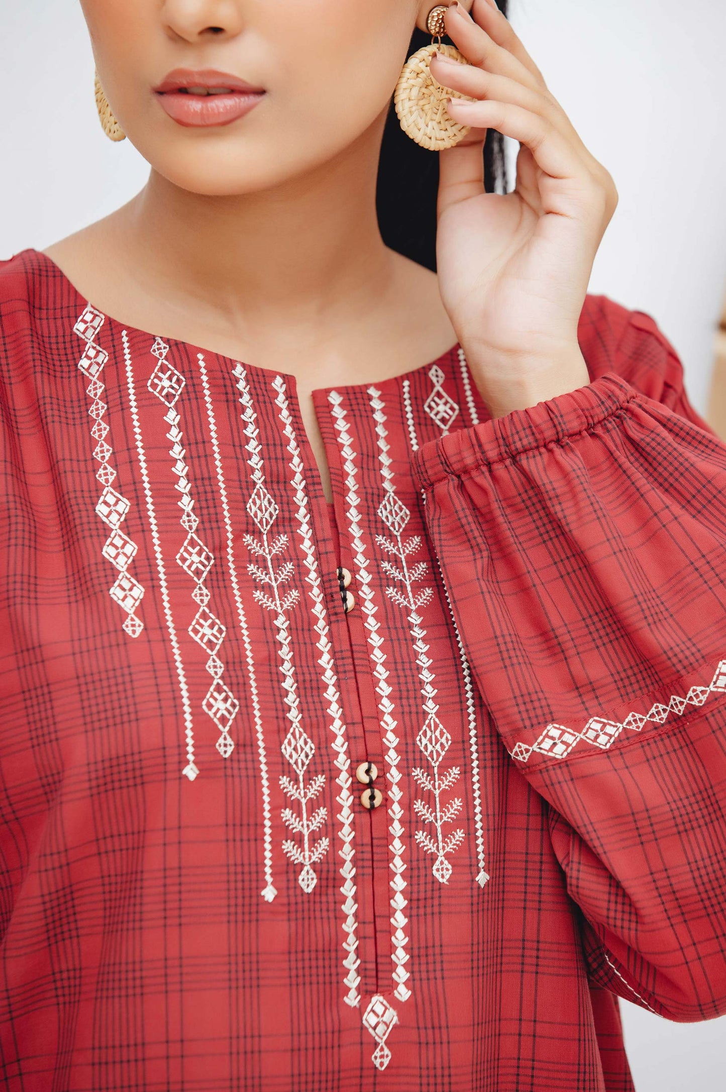 Stitched 1 Piece Embroidered Yarn Dyed Shirt