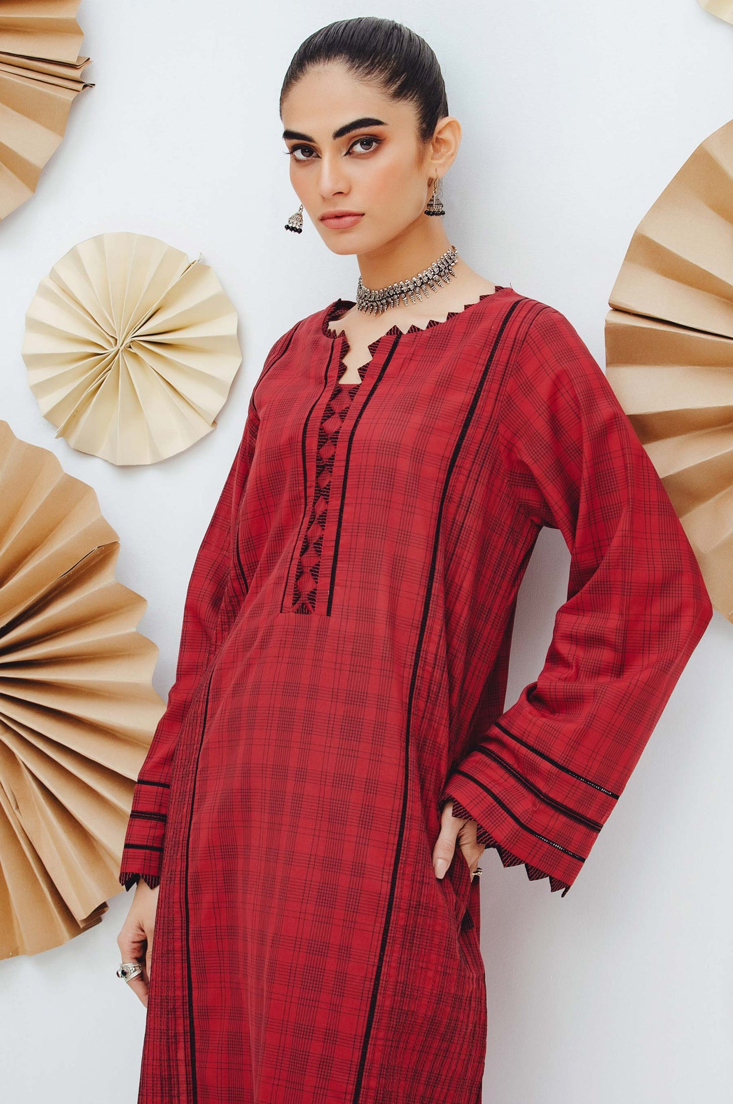 Stitched 1 Piece Embroidered Yarn Dyed Shirt