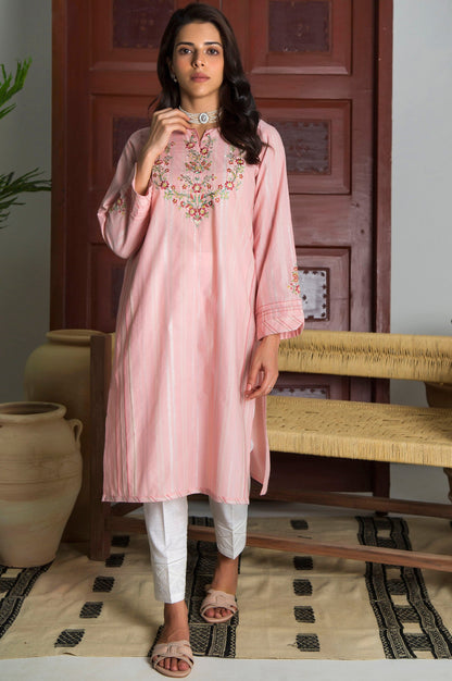 Stitched 1 Piece Yarn Dyed Stripes Embroidered Top