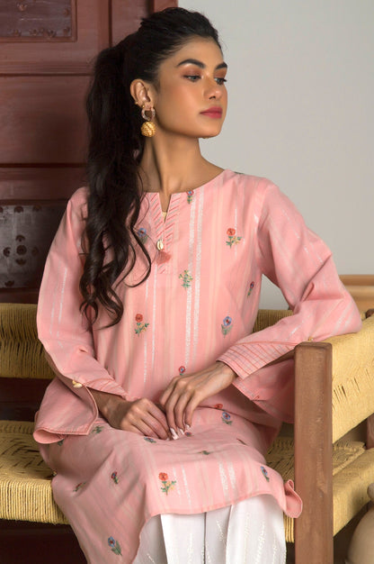 Stitched 1 Piece Yarn Dyed Stripes Embroidered Top