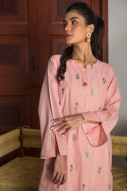 Stitched 1 Piece Yarn Dyed Stripes Embroidered Top