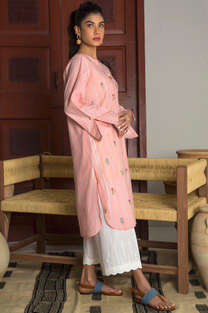 Stitched 1 Piece Yarn Dyed Stripes Embroidered Top