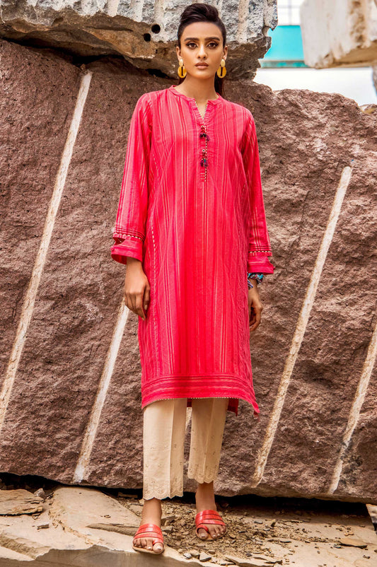 Stitched 1 Piece Embroidered Yarn Dyed Stripes Shirt