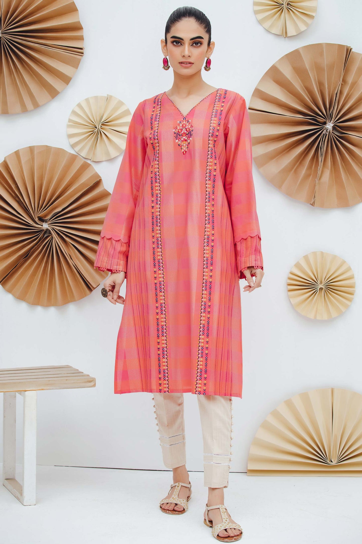 Stitched 1 Piece Embroidered Yarn Dyed Shirt