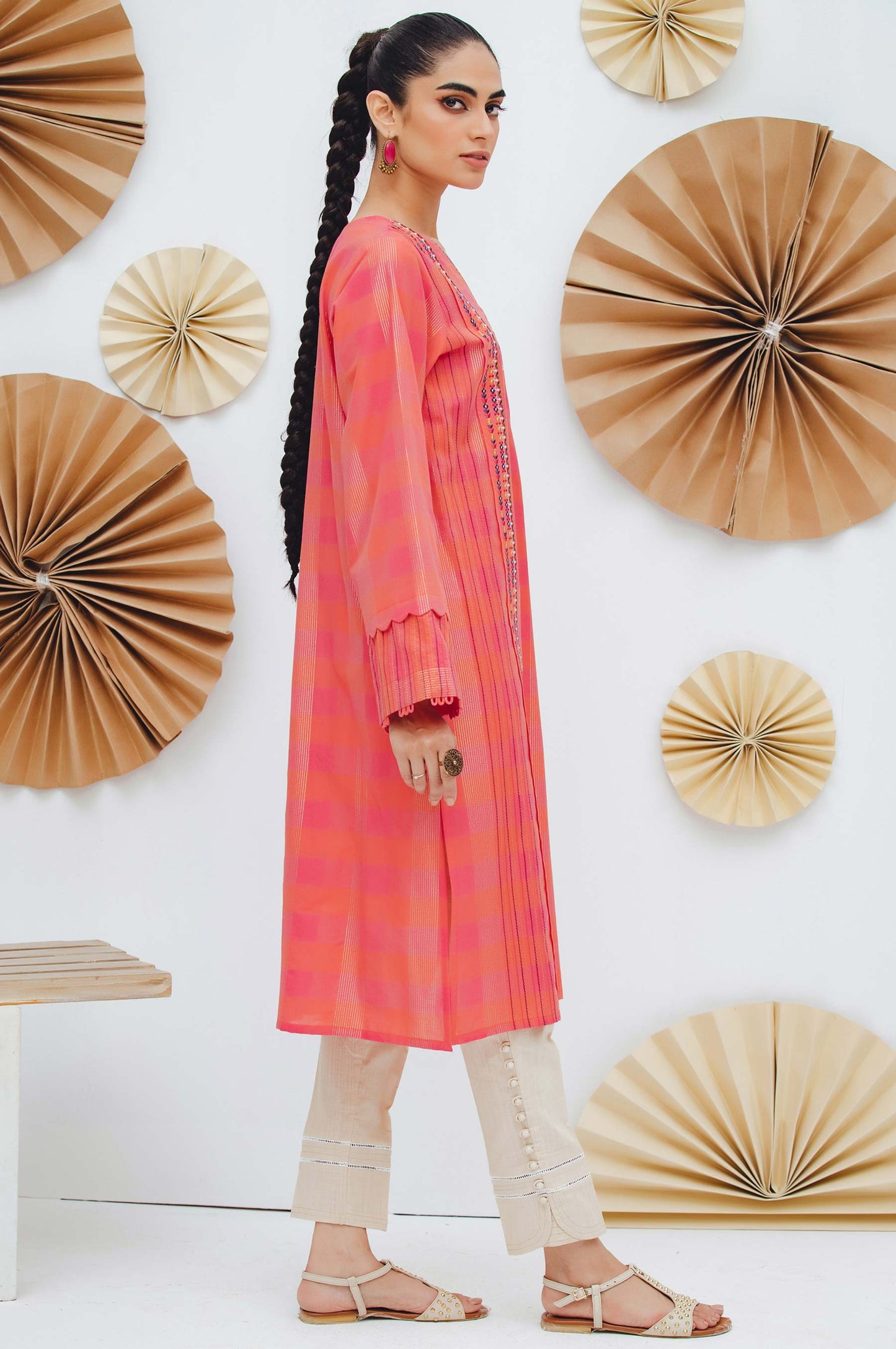 Stitched 1 Piece Embroidered Yarn Dyed Shirt