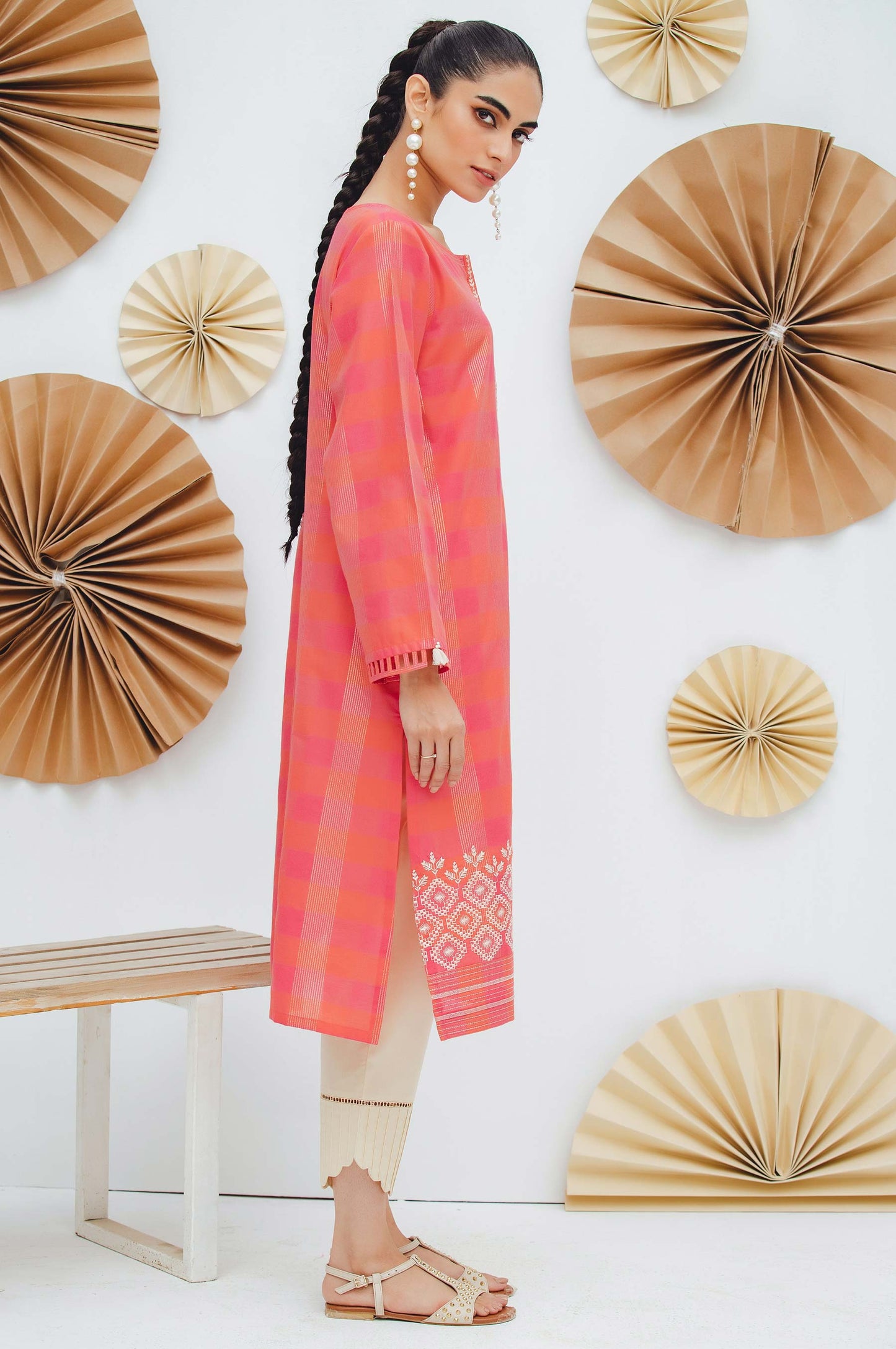 Stitched 1 Piece Embroidered Yarn Dyed Shirt