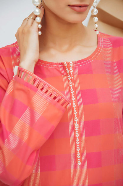 Stitched 1 Piece Embroidered Yarn Dyed Shirt