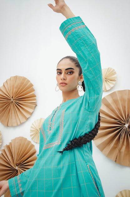 Stitched 1 Piece Embroidered Yarn Dyed Shirt