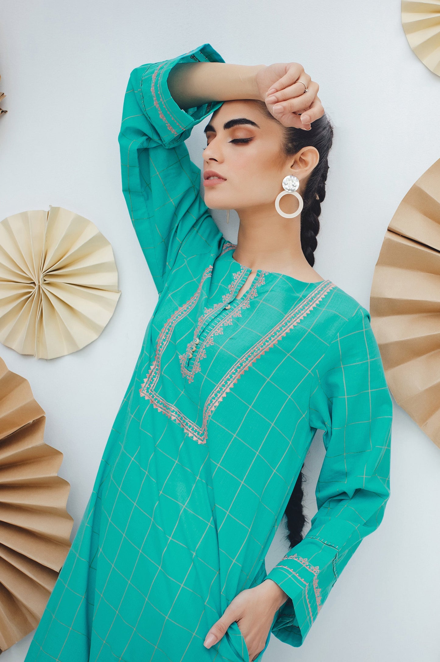 Stitched 1 Piece Embroidered Yarn Dyed Shirt