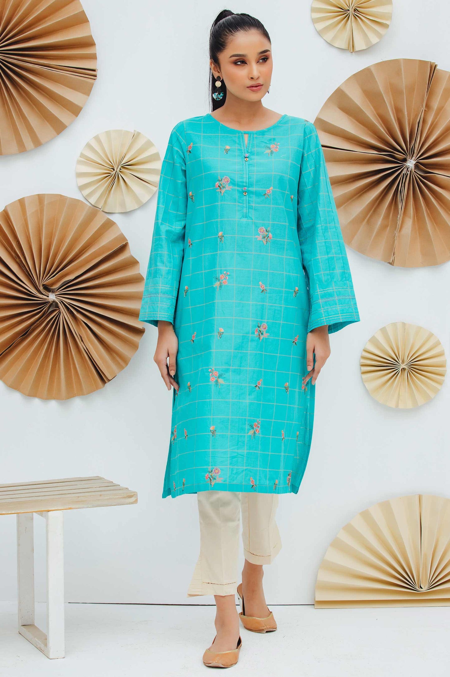 Stitched 1 Piece Embroidered Yarn Dyed Shirt