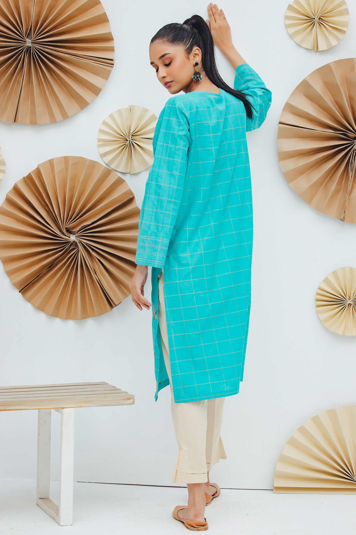 Stitched 1 Piece Embroidered Yarn Dyed Shirt