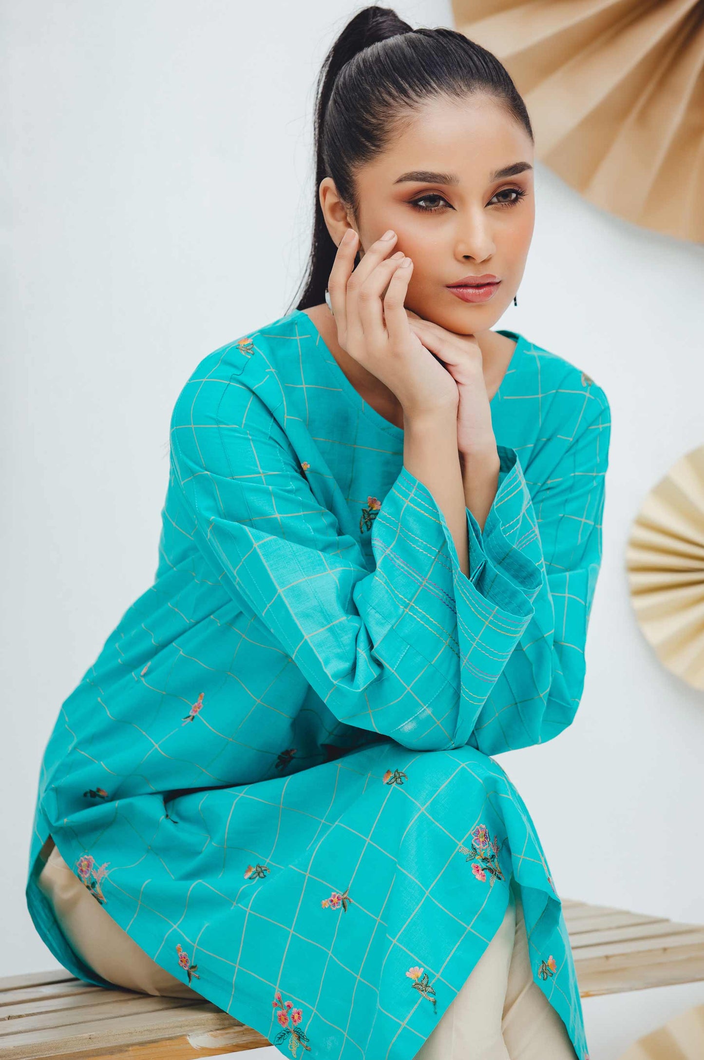 Stitched 1 Piece Embroidered Yarn Dyed Shirt