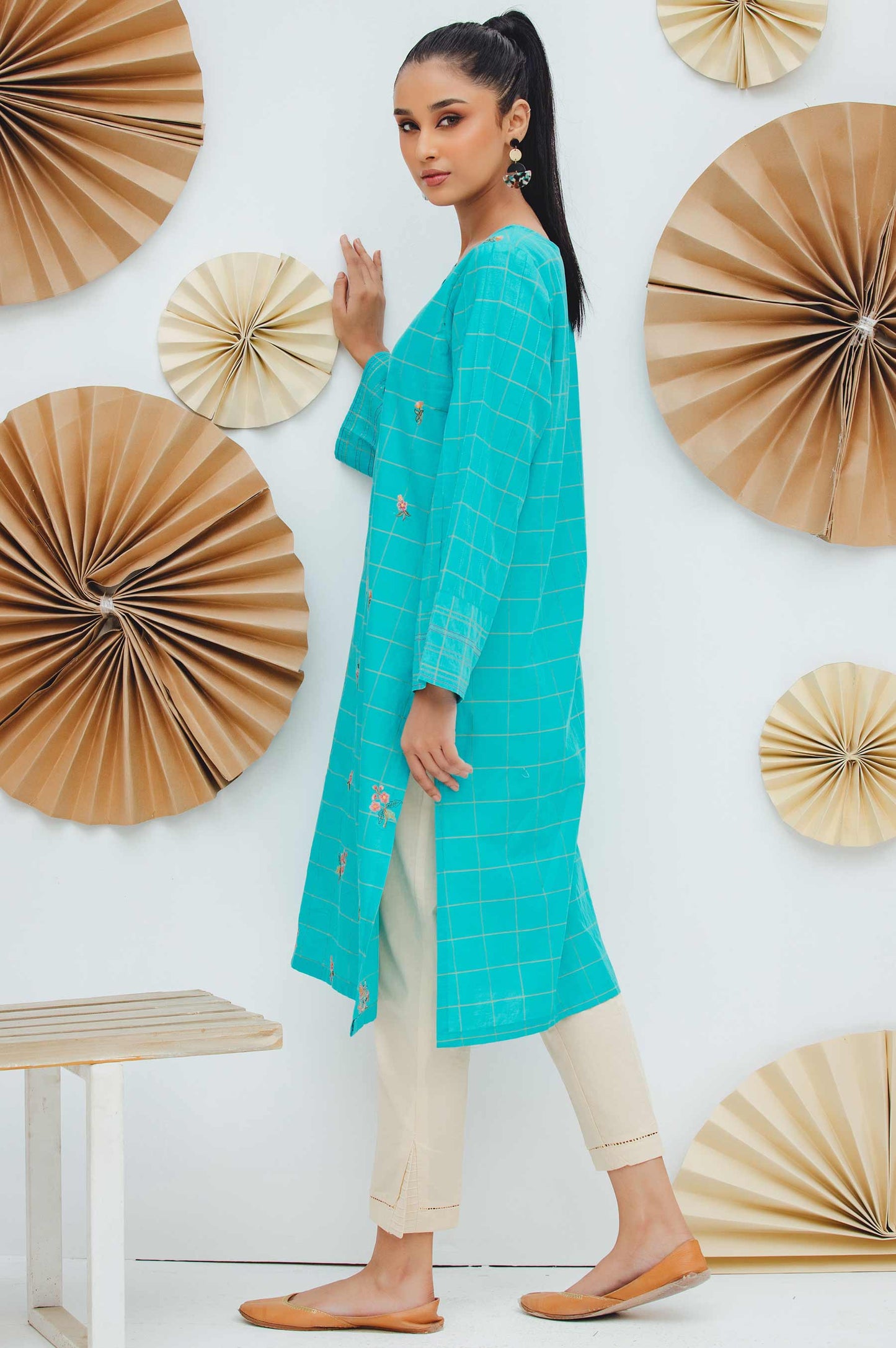 Stitched 1 Piece Embroidered Yarn Dyed Shirt