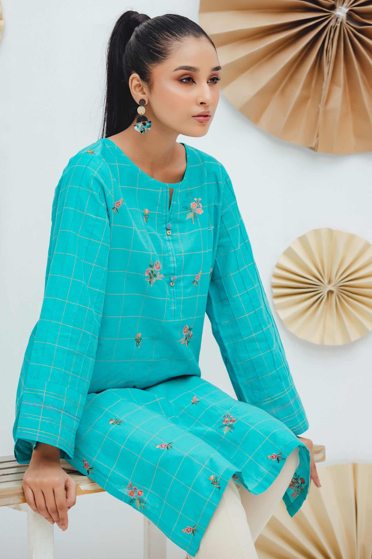 Stitched 1 Piece Embroidered Yarn Dyed Shirt