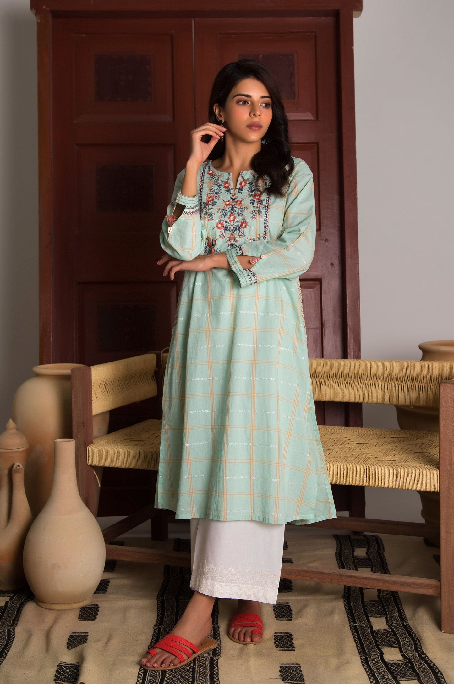 Stitched 1 Piece Yarn Dyed Stripes Shirt