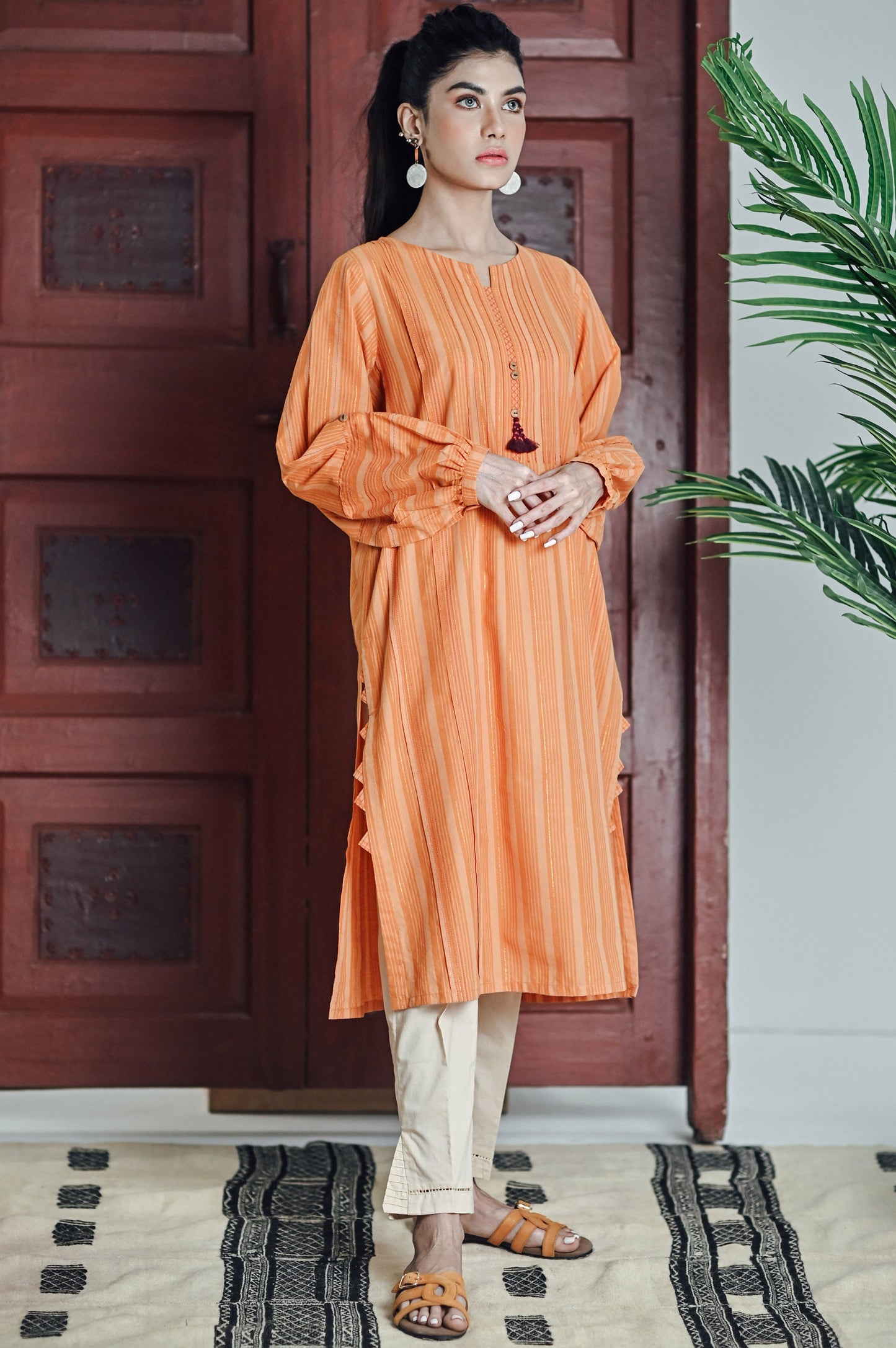 Stitched 1 Piece Yarn Dyed Stripes Top