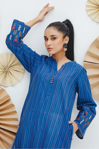 Stitched 1 Piece Embroidered Yarn Dyed Shirt