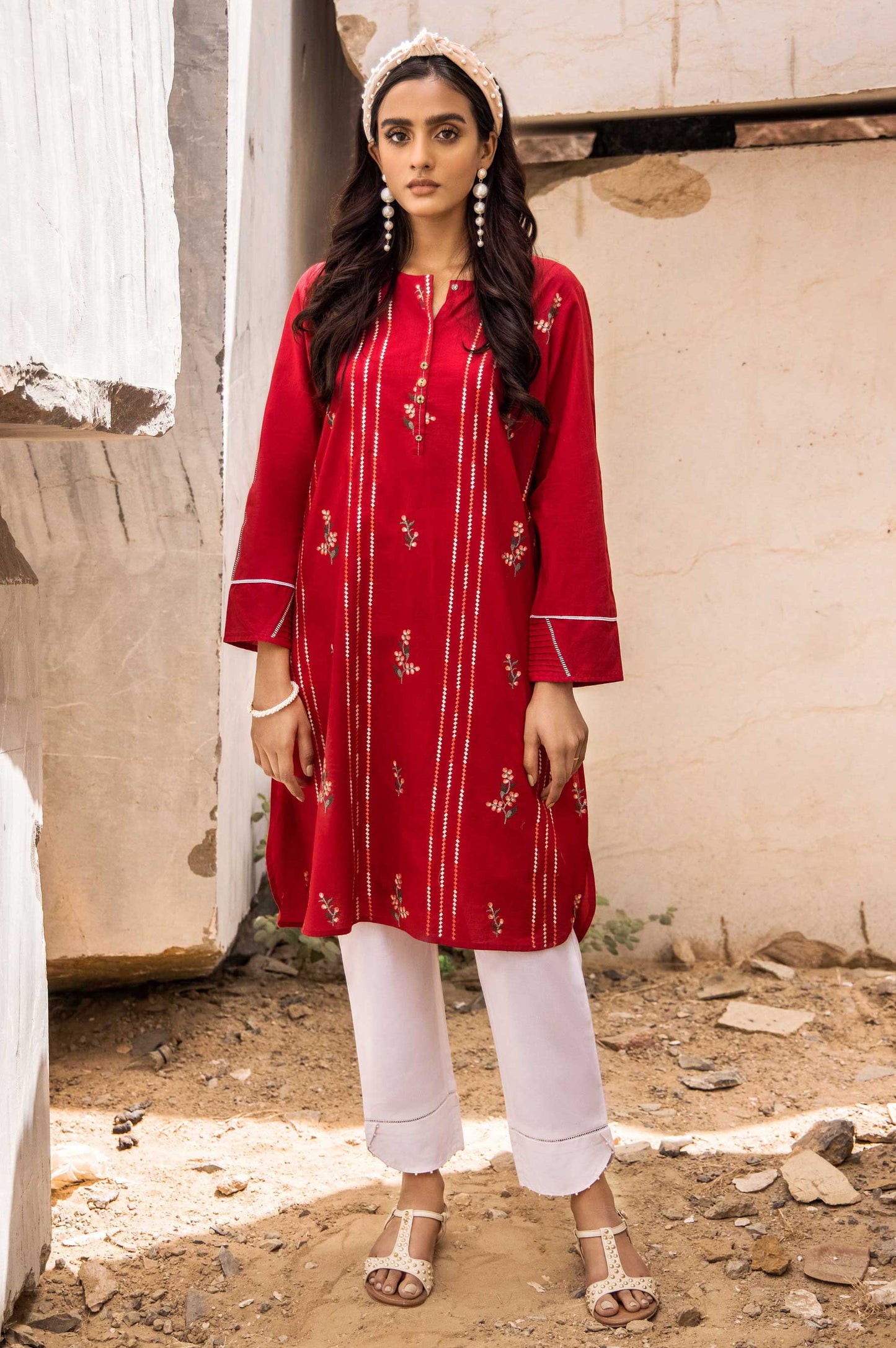 Stitched 1 Piece Embroidered Cambric Shirt