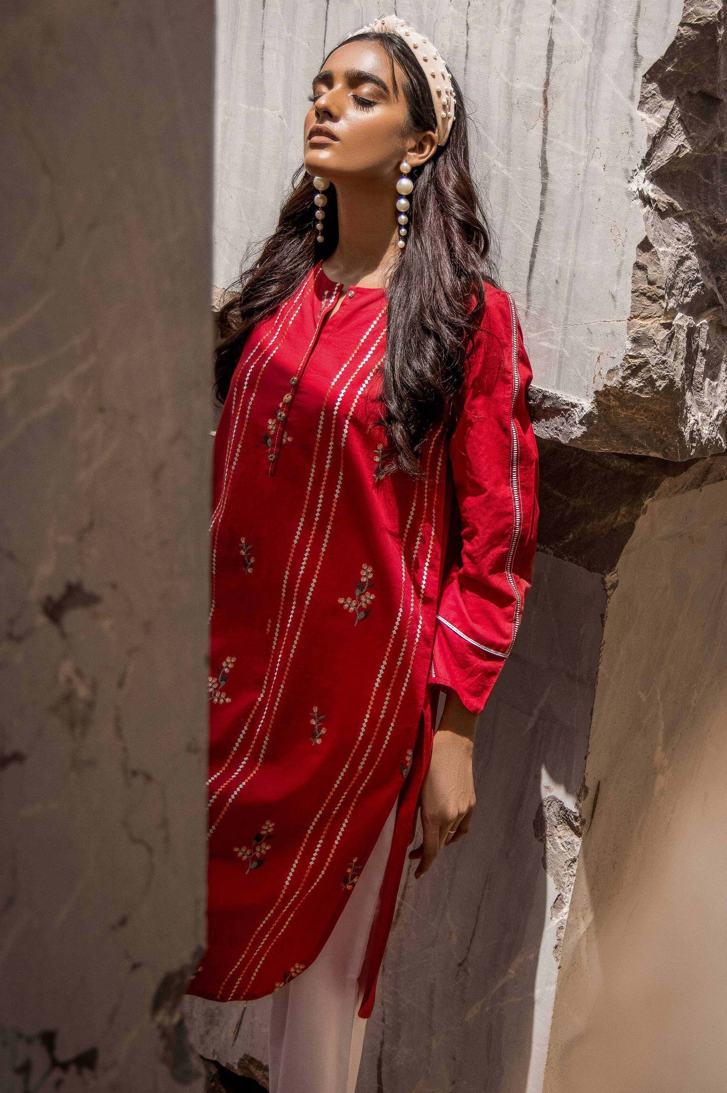 Stitched 1 Piece Embroidered Cambric Shirt