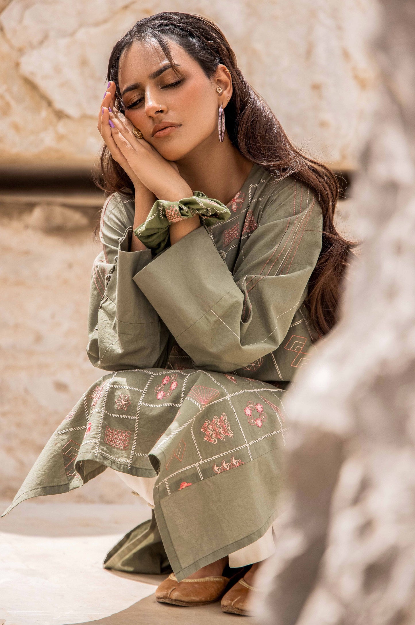 Stitched 1 Piece Cambric Embroidered Top