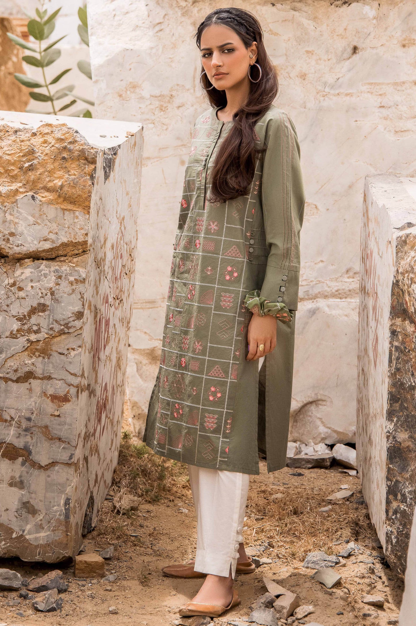 Stitched 1 Piece Cambric Embroidered Top