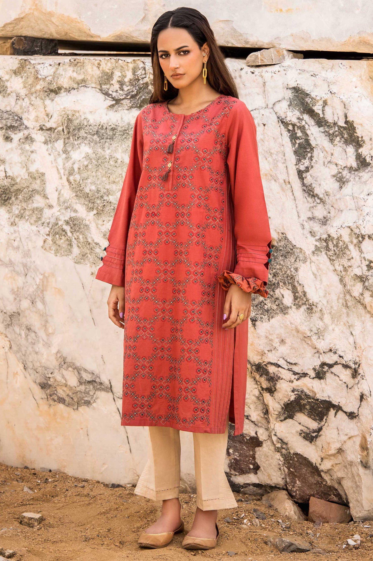 Stitched 1 Piece Embroidered Cambric Top