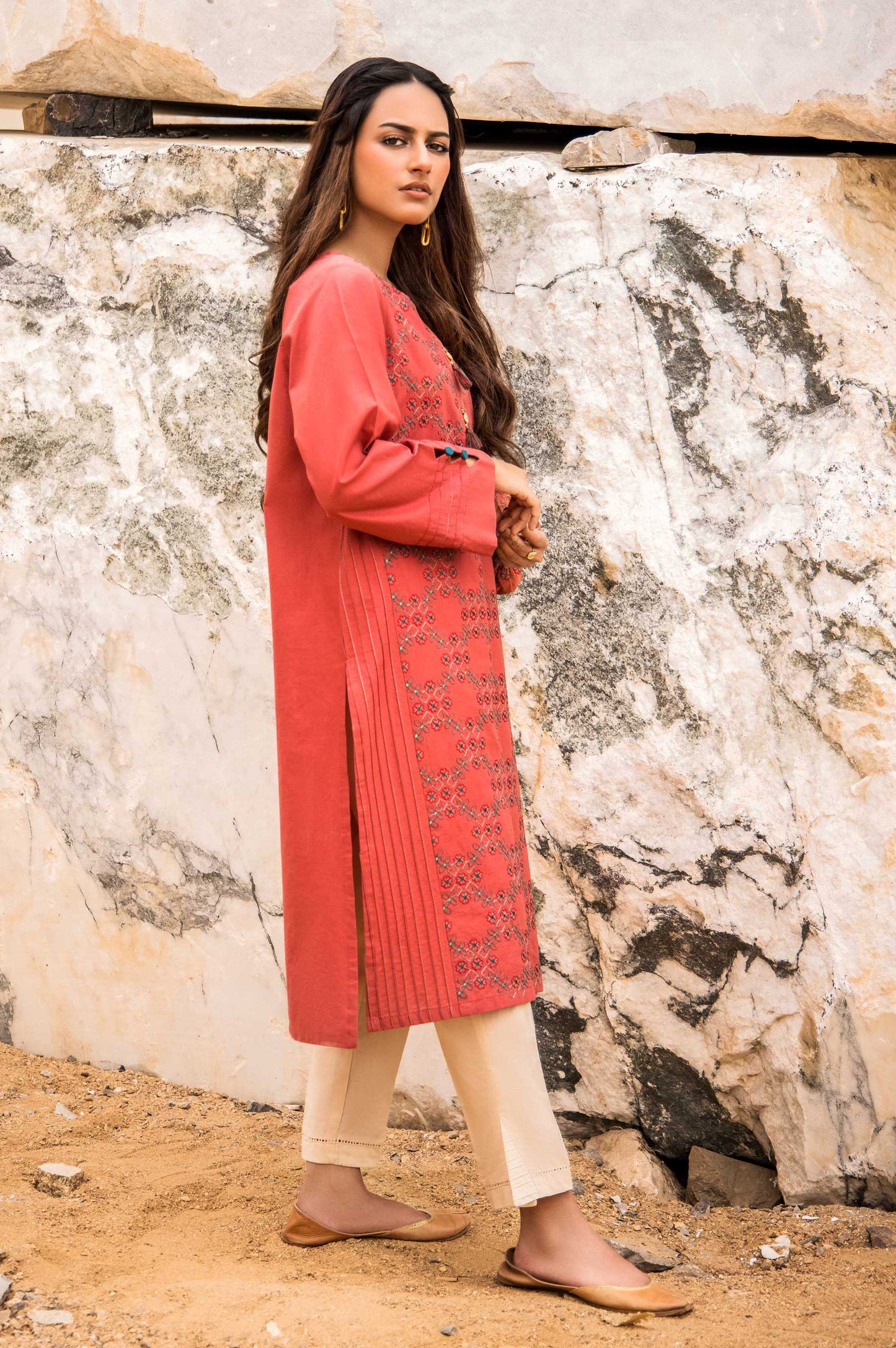 Stitched 1 Piece Embroidered Cambric Top