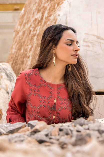 Stitched 1 Piece Embroidered Cambric Top