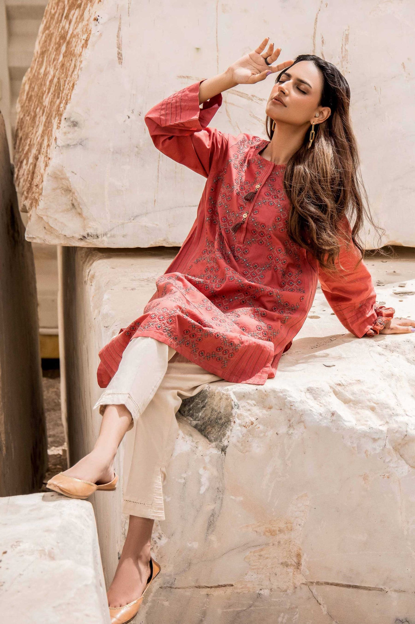 Stitched 1 Piece Embroidered Cambric Top