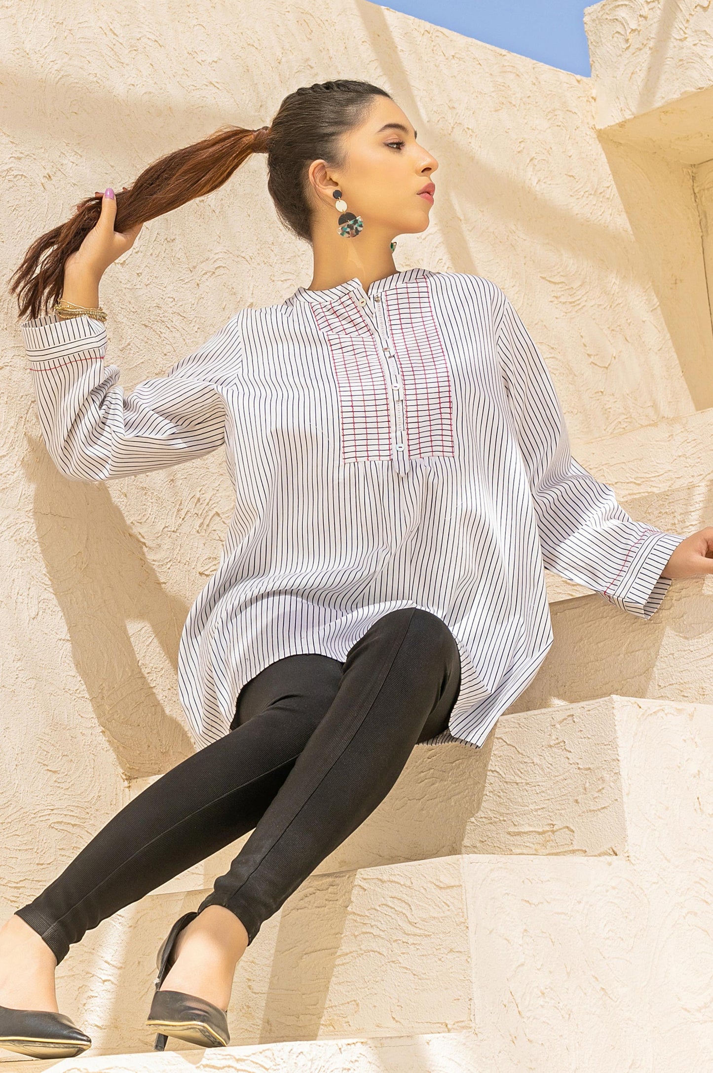 Stitched 1 Piece Embellished woven Shirt