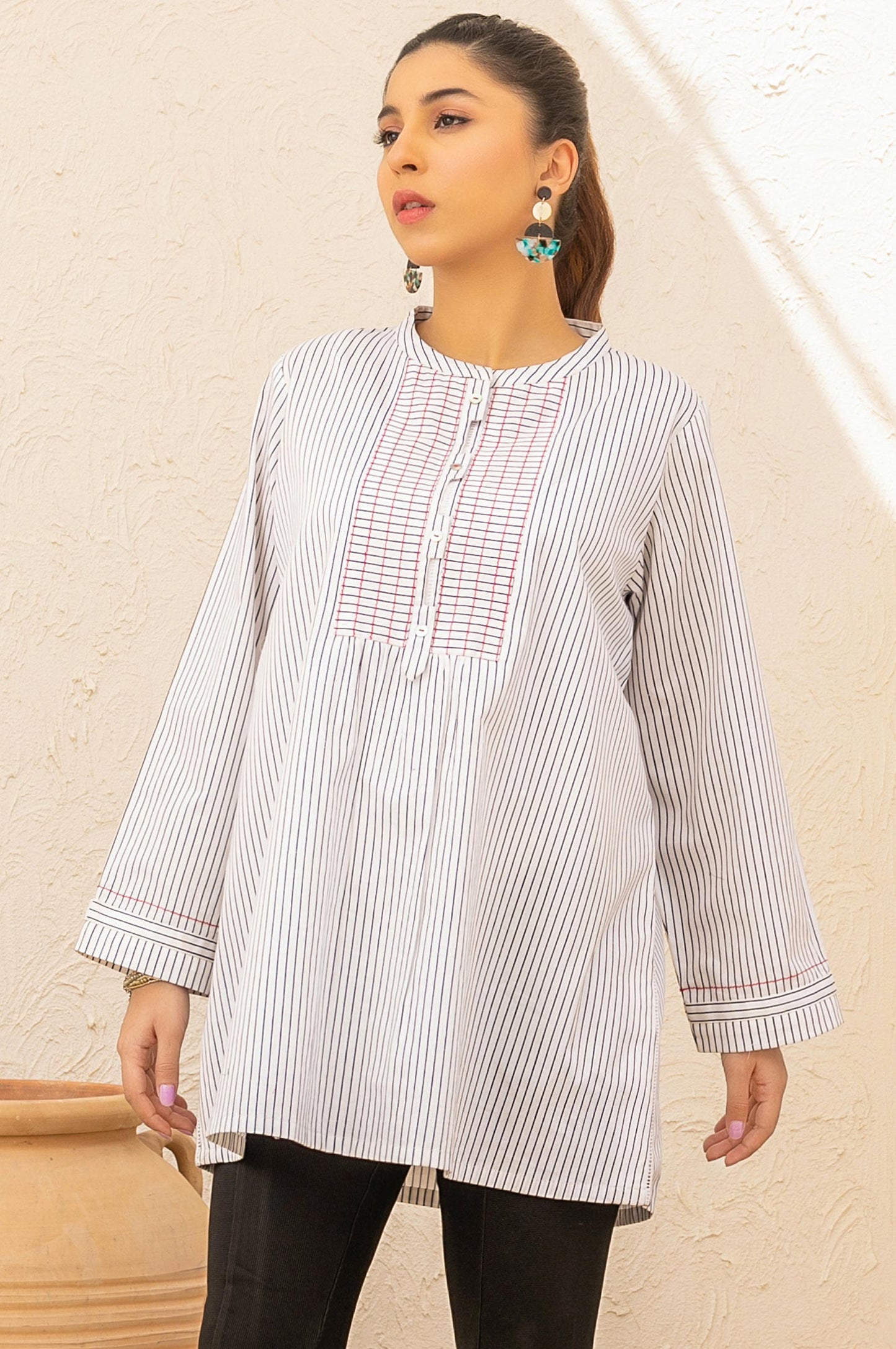 Stitched 1 Piece Embellished woven Shirt