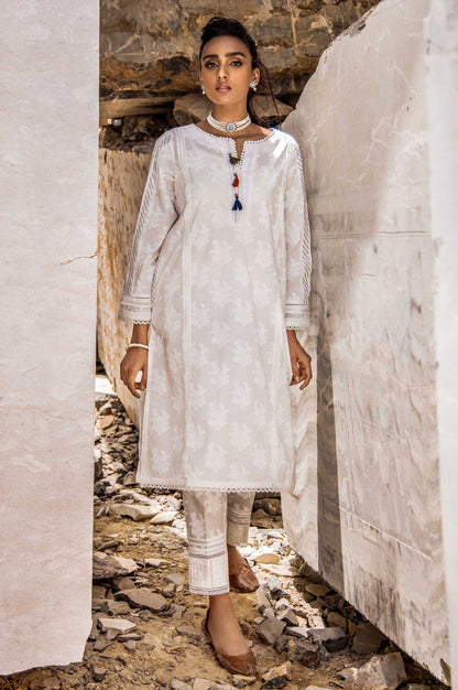 Stitched 1 Piece Printed White Paste Cambric Shirt