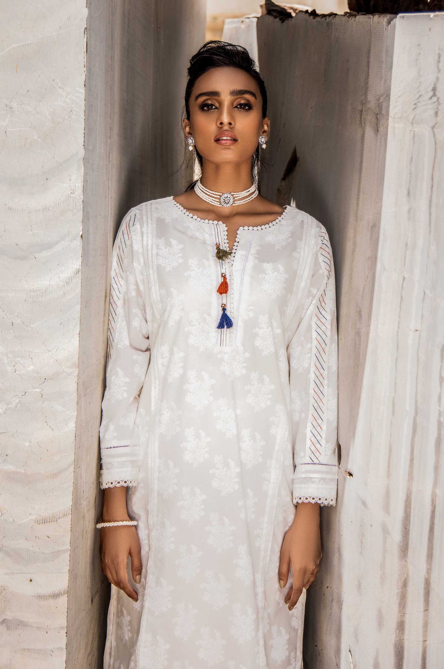 Stitched 1 Piece Printed White Paste Cambric Shirt