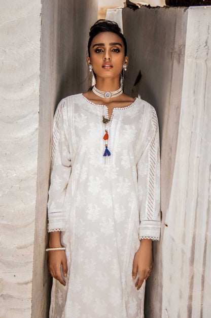 Stitched 1 Piece Printed White Paste Cambric Shirt