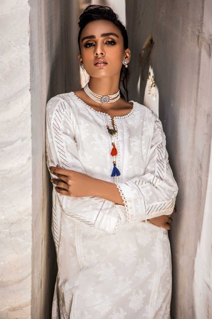 Stitched 1 Piece Printed White Paste Cambric Shirt