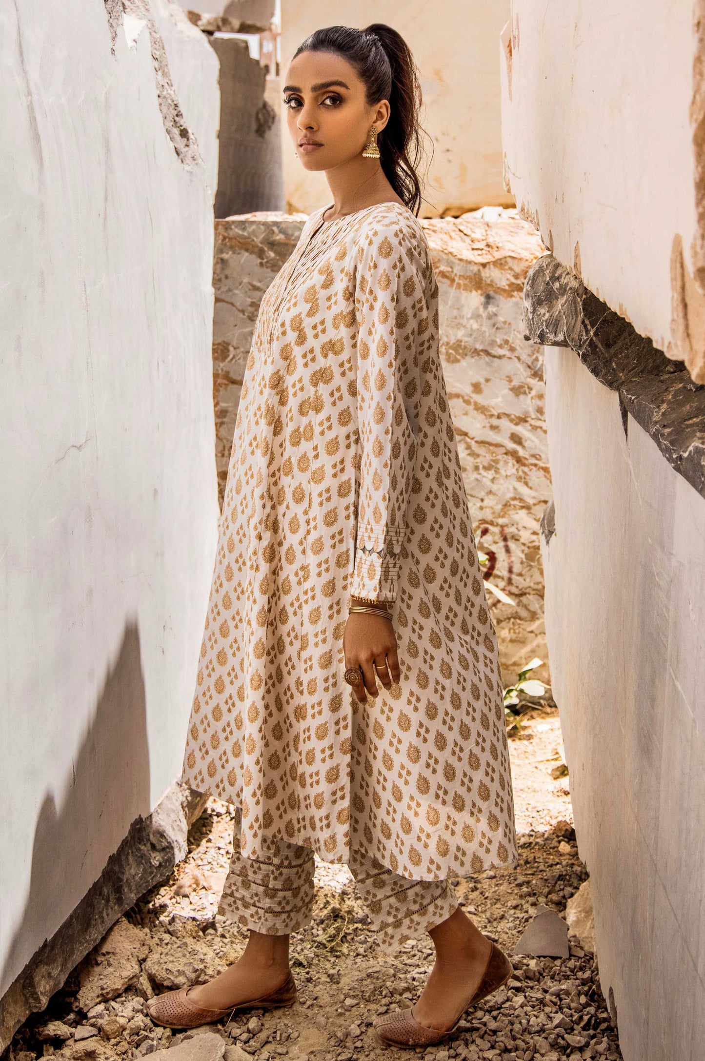 Stitched 1 Piece Printed Gold Paste Cambric Shirt