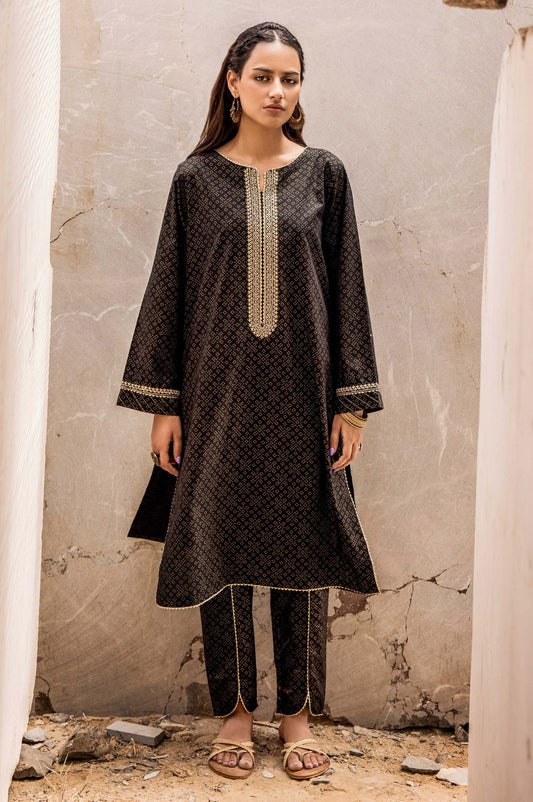 Stitched 1 Piece Embroidered Gold Paste Cambric Shirt